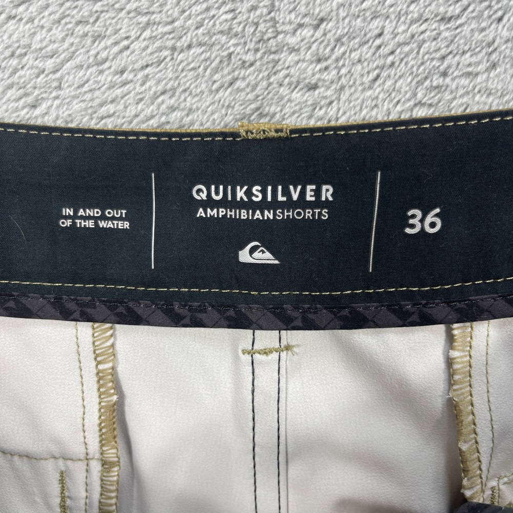 Quiksilver Amphibian Shorts Men 36 Brown Grid Hybrid Boardshorts Stretch - Picture 7 of 11